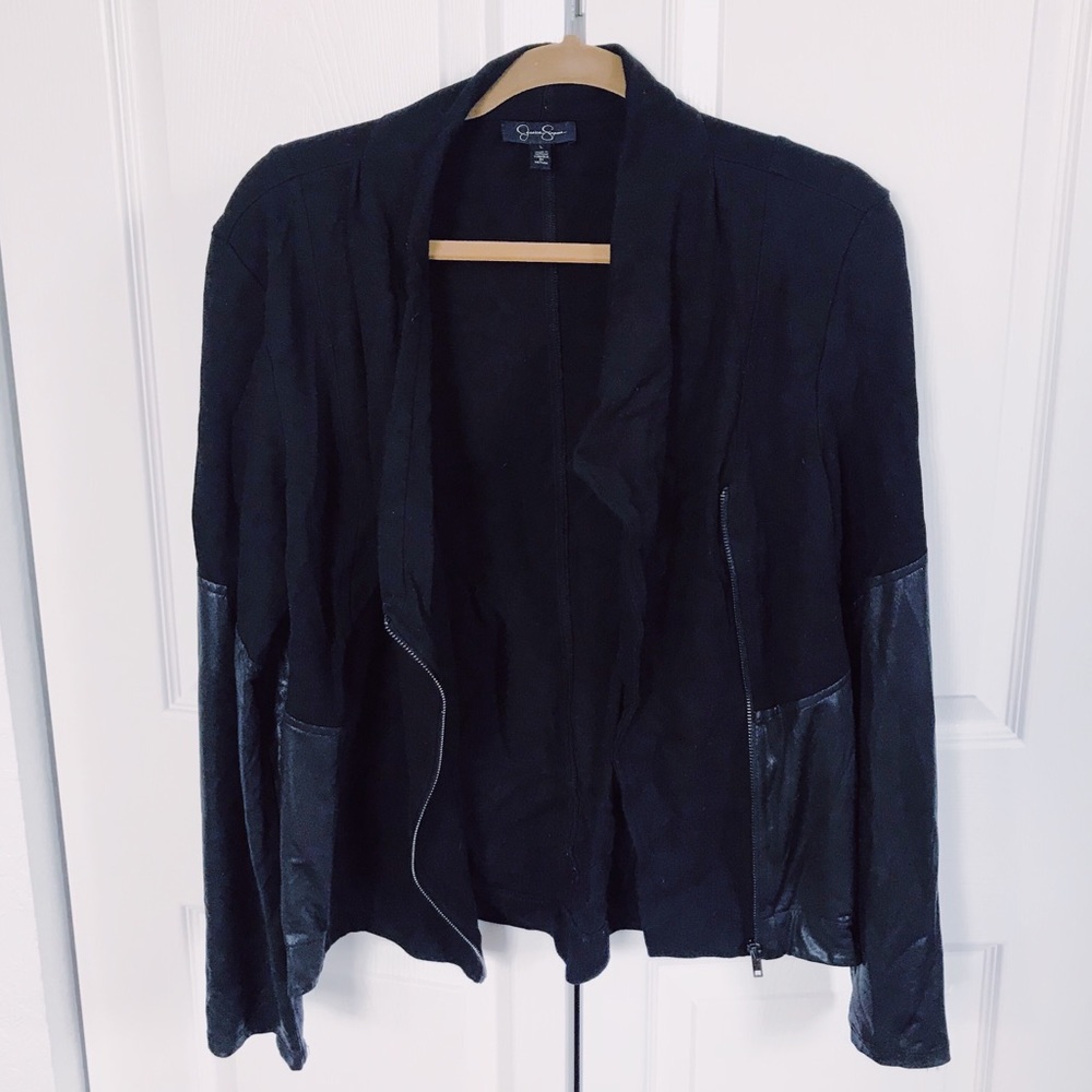 Jessica Simpson Leather/Suede Black zip Jacket